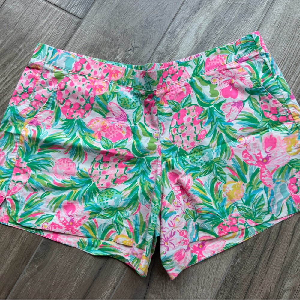 Lilly Pulitzer Pink and Green Tropical Print Shorts